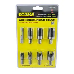 KAMASA - Kit Juego Brocas De Avellanado Carpinteria Chaflan 8 Pcs Km