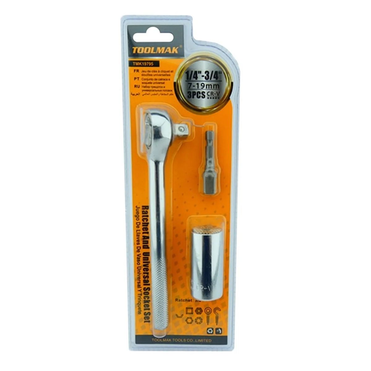 GENERICO - Dado Universal 7 - 19mm Chicharra Adaptador Taladro 3pcs Tmk