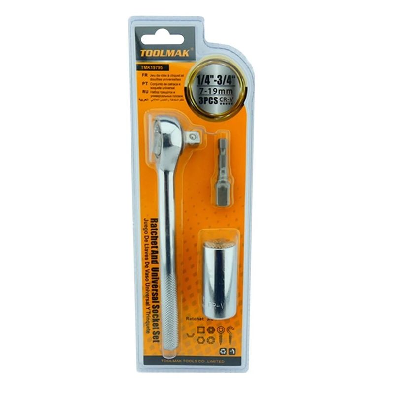 GENERICO - Dado Universal 7 - 19mm Chicharra Adaptador Taladro 3pcs Tmk