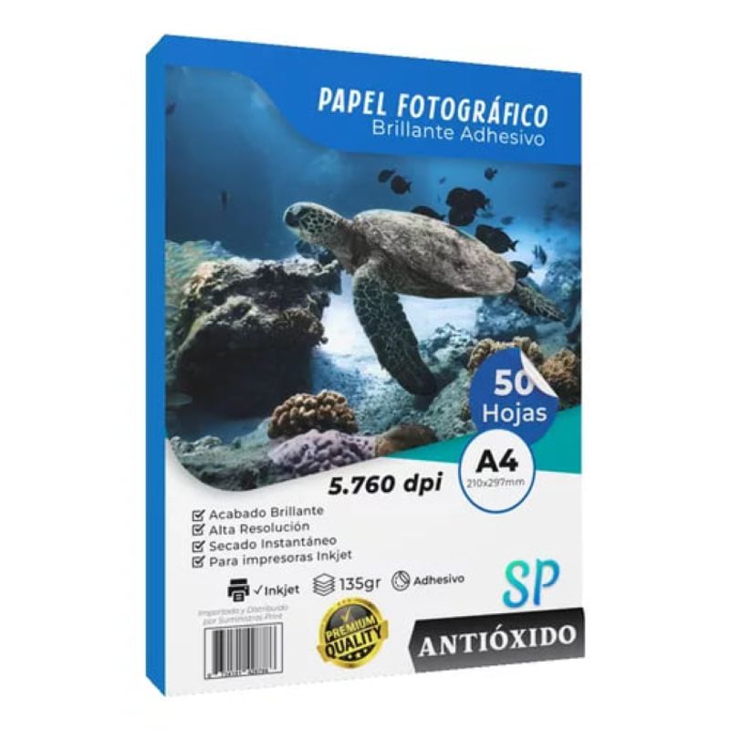 GENERICO - Papel Fotográfico Adhesivo Brillante 135 g A4 X 50 Hojas