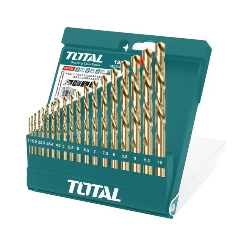 TOTAL TOOLS - Set Juego Brocas Para Metal 19 Piezas