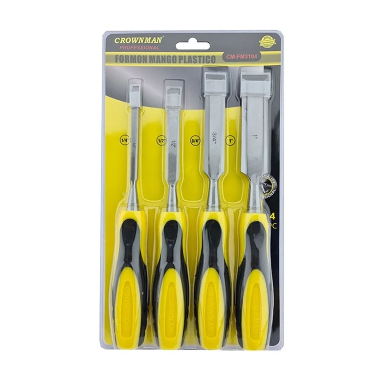 GENERICO - Juego Formones De Golpe Madera 4 Piezas Crownman Cm-fm3104