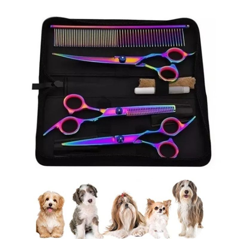 KUANGYE - Set Tijeras Profesional Canina Corta Pelo Perro Mascota