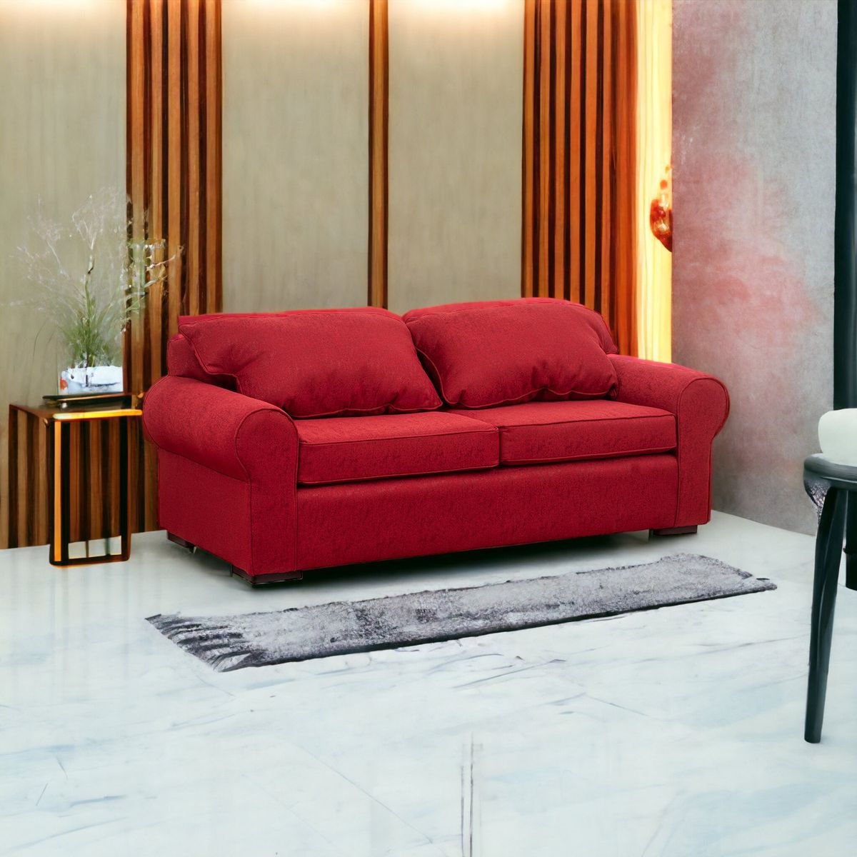 MUEBLES AMERICA - Sofá Moscú 3 Cuerpos Lino Burdeo