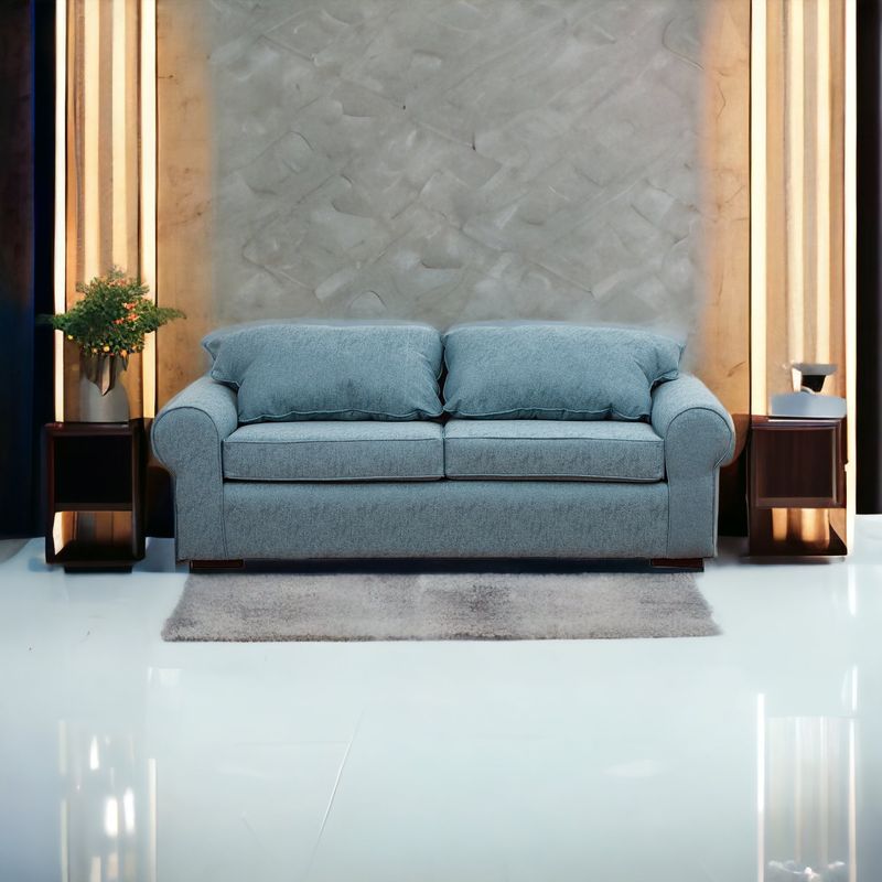 MUEBLES AMERICA - Sofá Moscú 3 Cuerpos Lino  Azul Claro