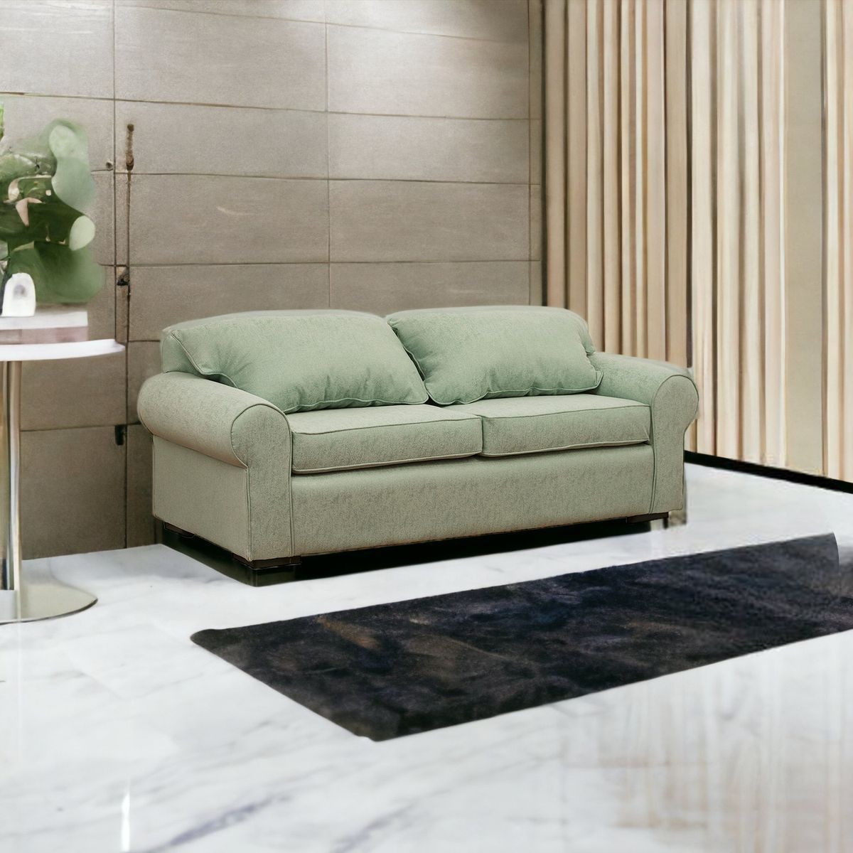 MUEBLES AMERICA - Sofá Moscú 3 Cuerpos Lino Verde Agua