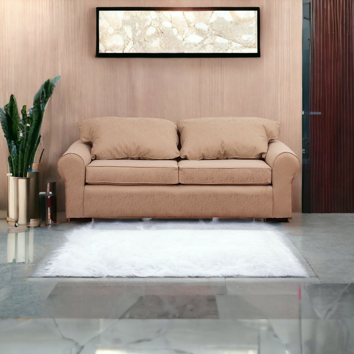 MUEBLES AMERICA - Sofá Moscú 3 Cuerpos Lino Beige