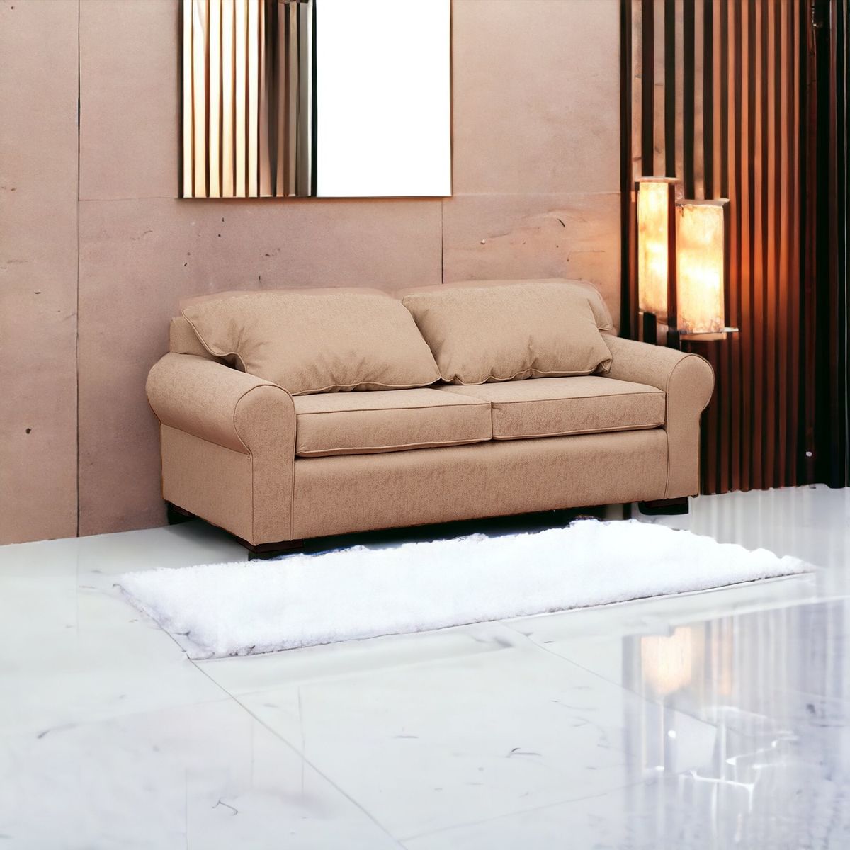 MUEBLES AMERICA - Sofá Moscú 3 Cuerpos Lino Beige