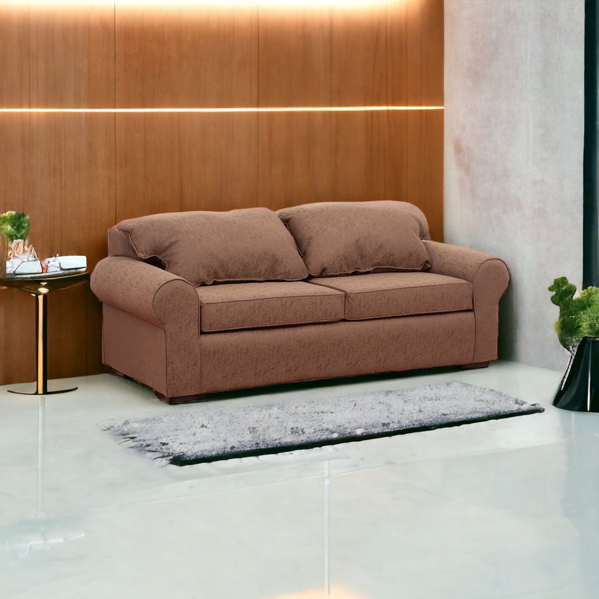 MUEBLES AMERICA - Sofá Moscú 3 Cuerpos Lino Café