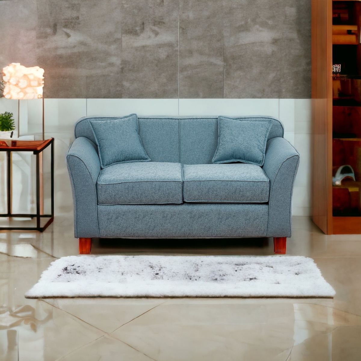 MUEBLES AMERICA - Sofá Lady 2 Cuerpos Lino Azul Claro