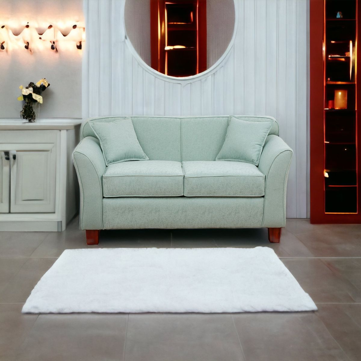 MUEBLES AMERICA - Sofá Lady 2 Cuerpos Lino Verde Agua