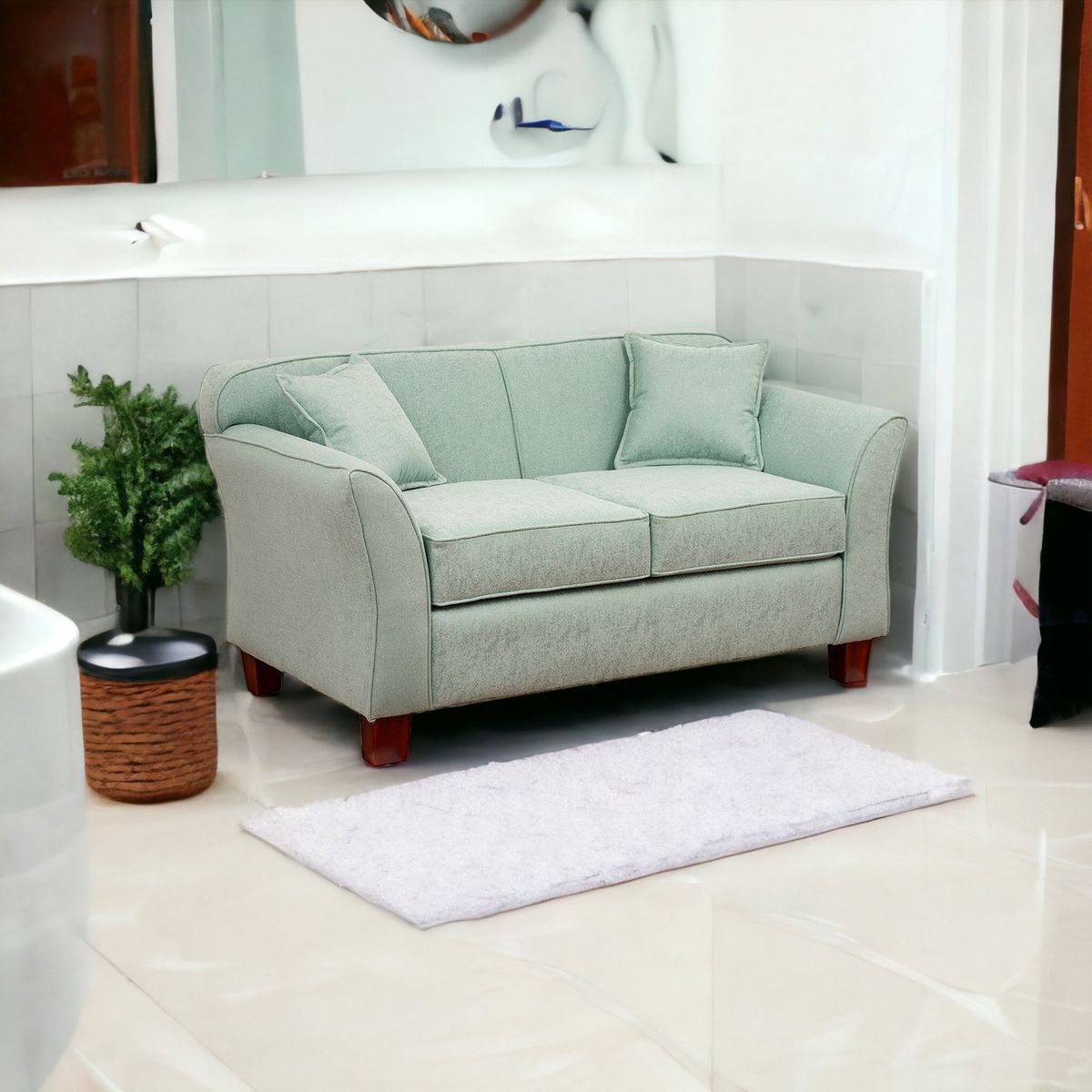 MUEBLES AMERICA - Sofá Lady 2 Cuerpos Lino Verde Agua