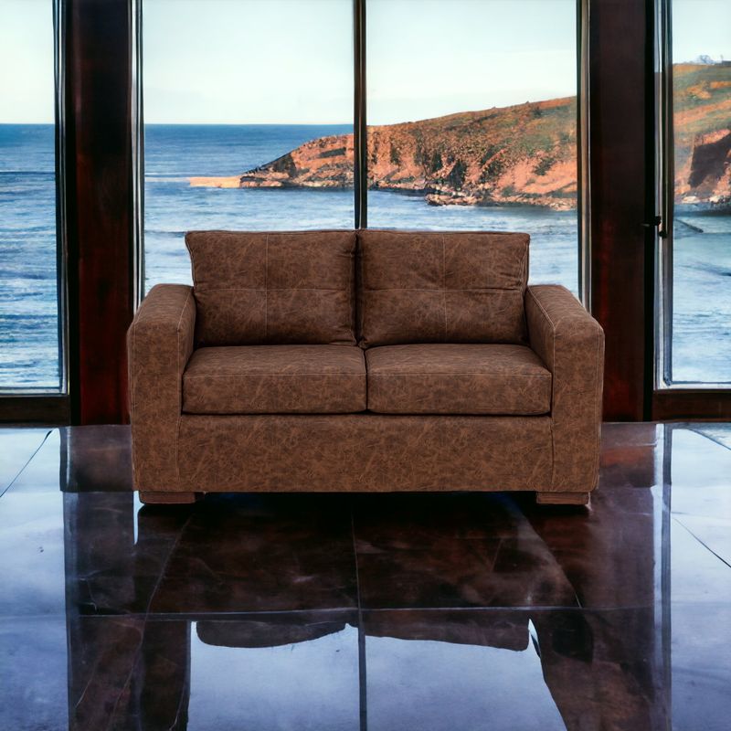 MUEBLES AMERICA - Sofá Franco 2 Cuerpos Cuero Auris Café.