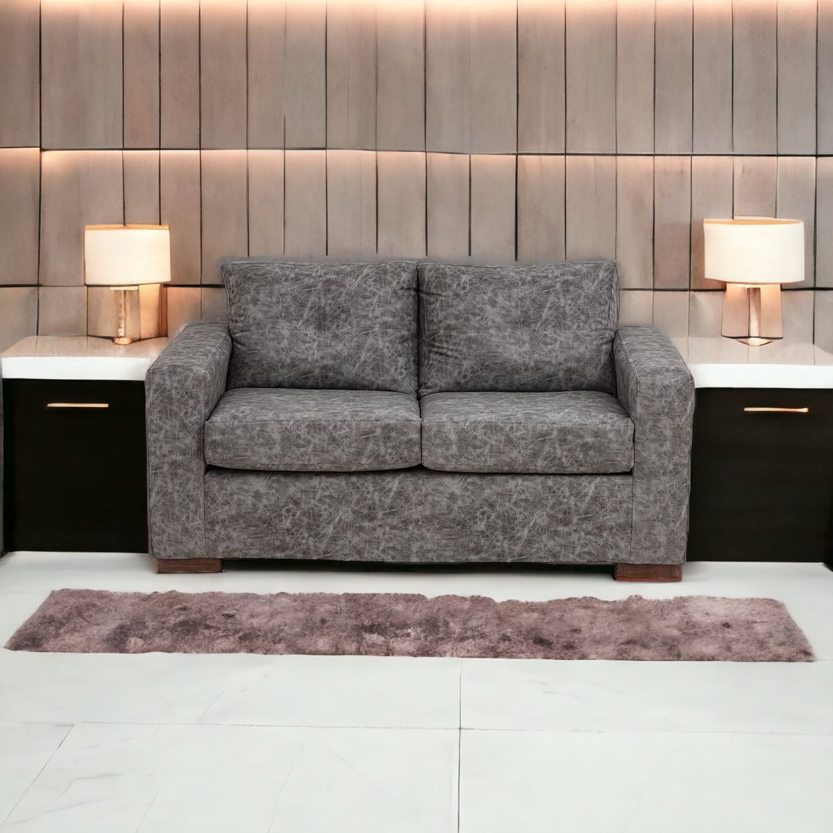 MUEBLES AMERICA - Sofá Franco 2 Cuerpos Cuero Auris Gris