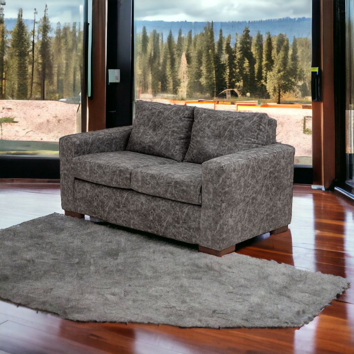 MUEBLES AMERICA - Sofá Franco 2 Cuerpos Cuero Auris Gris