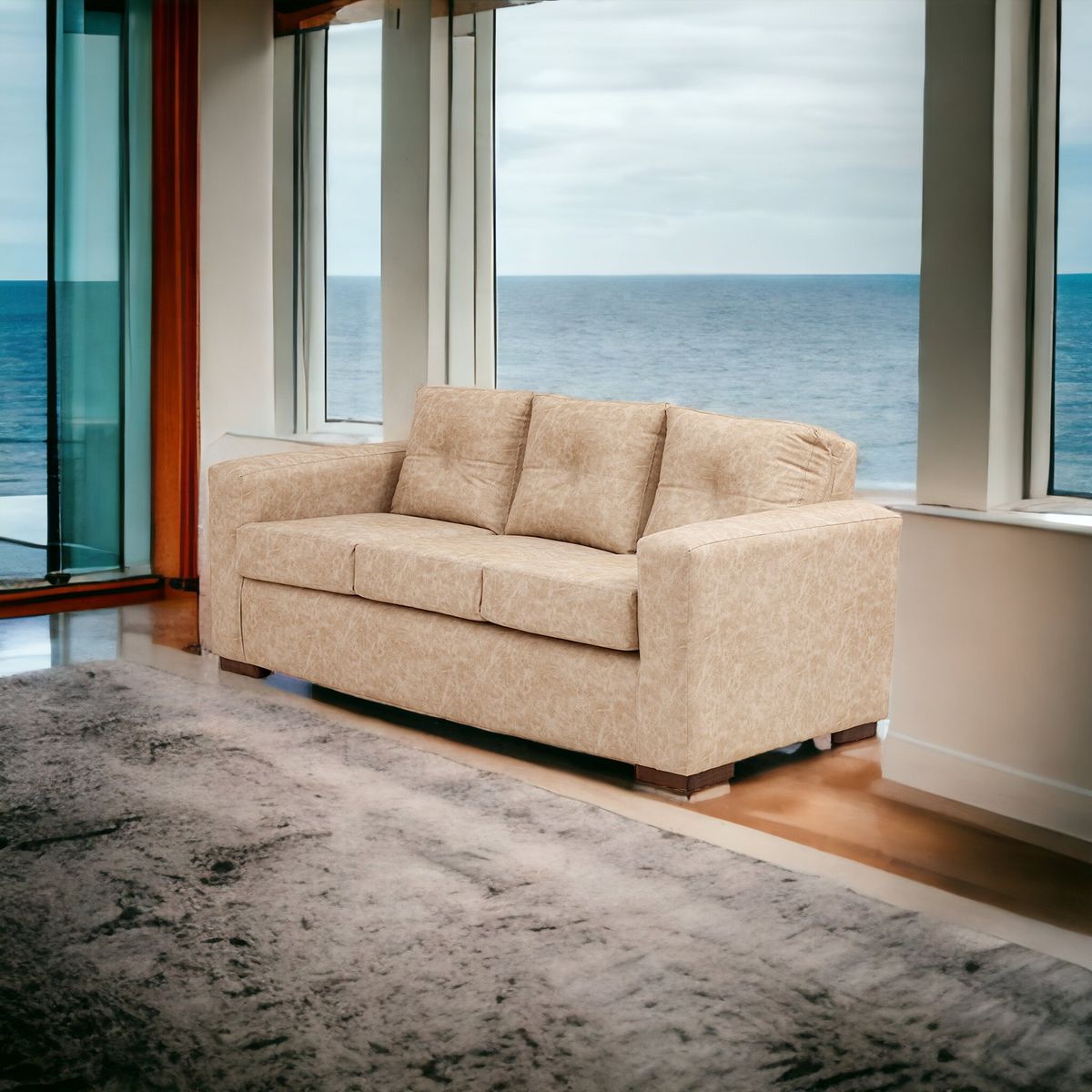 MUEBLES AMERICA - Sofá Franco 3 Cuerpos Cuero Auris Beige