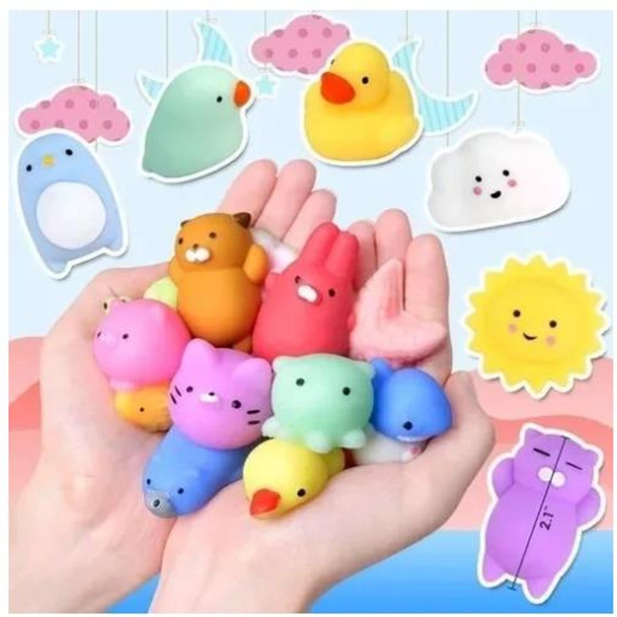 KUANGYE - Kit 50 Pcs Mini Mochi Squishy Squeeze Toy Fidget Toy