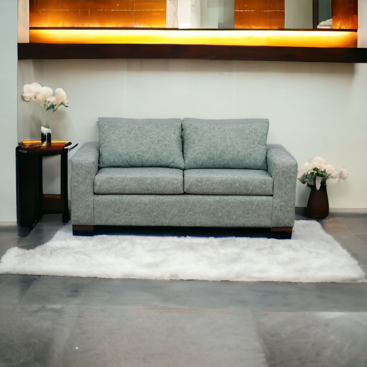 MUEBLES AMERICA - Sofá Neo 3 Cuerpos Cuero Auris Verde Agua