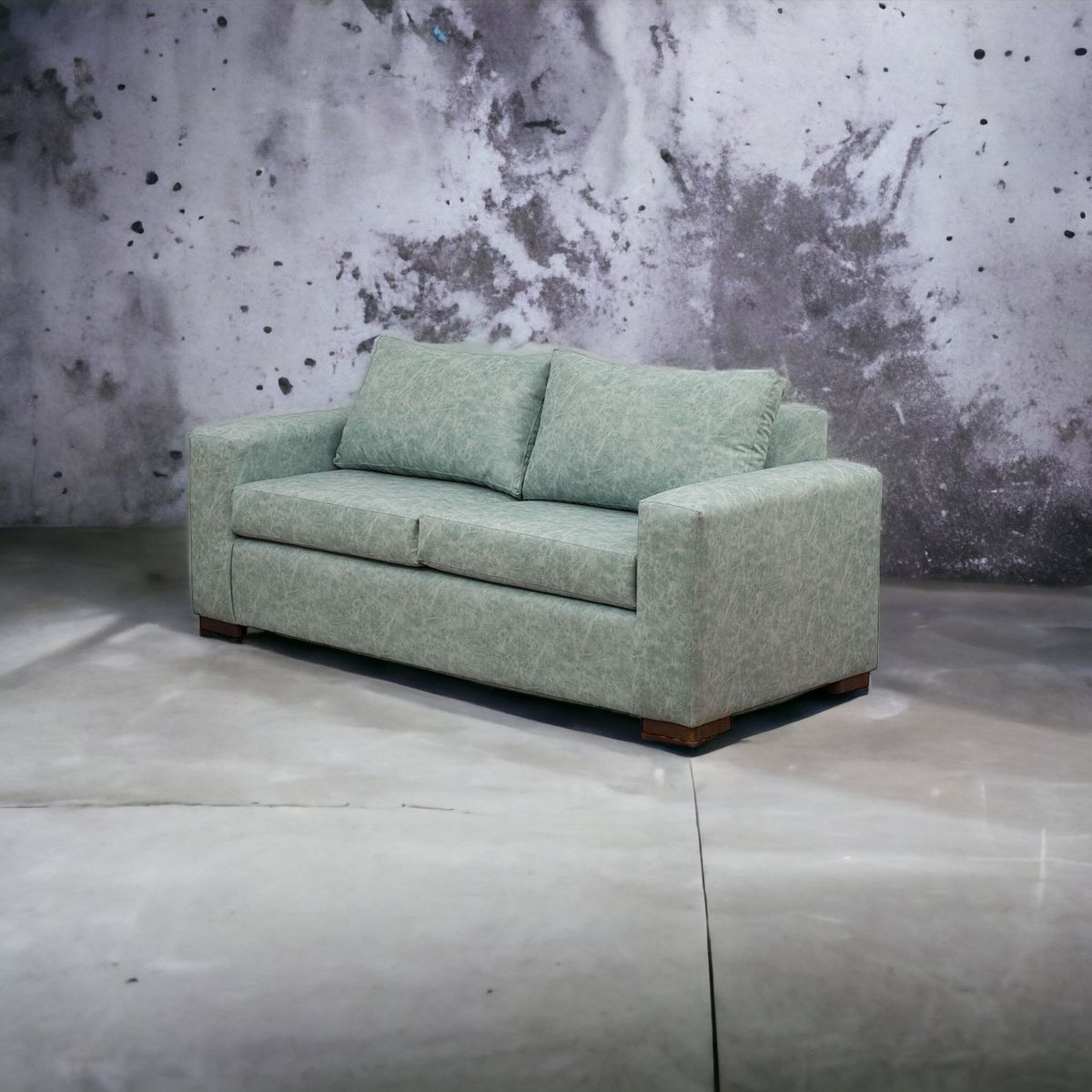 MUEBLES AMERICA - Sofá Neo 3 Cuerpos Cuero Auris Verde Agua