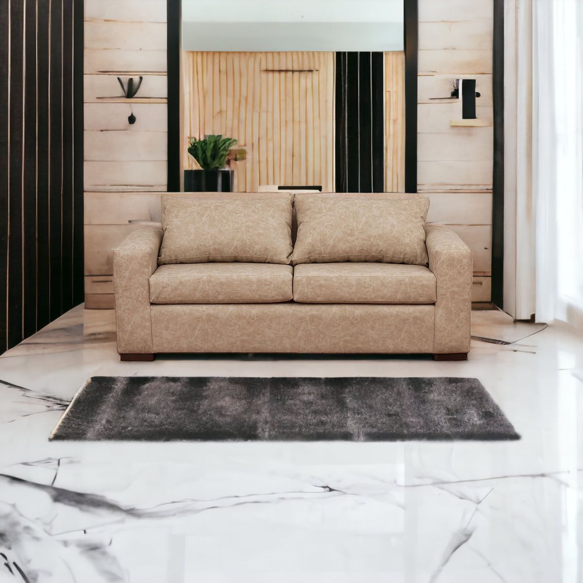 MUEBLES AMERICA - Sofá Neo 3 Cuerpos Cuero Auris Beige