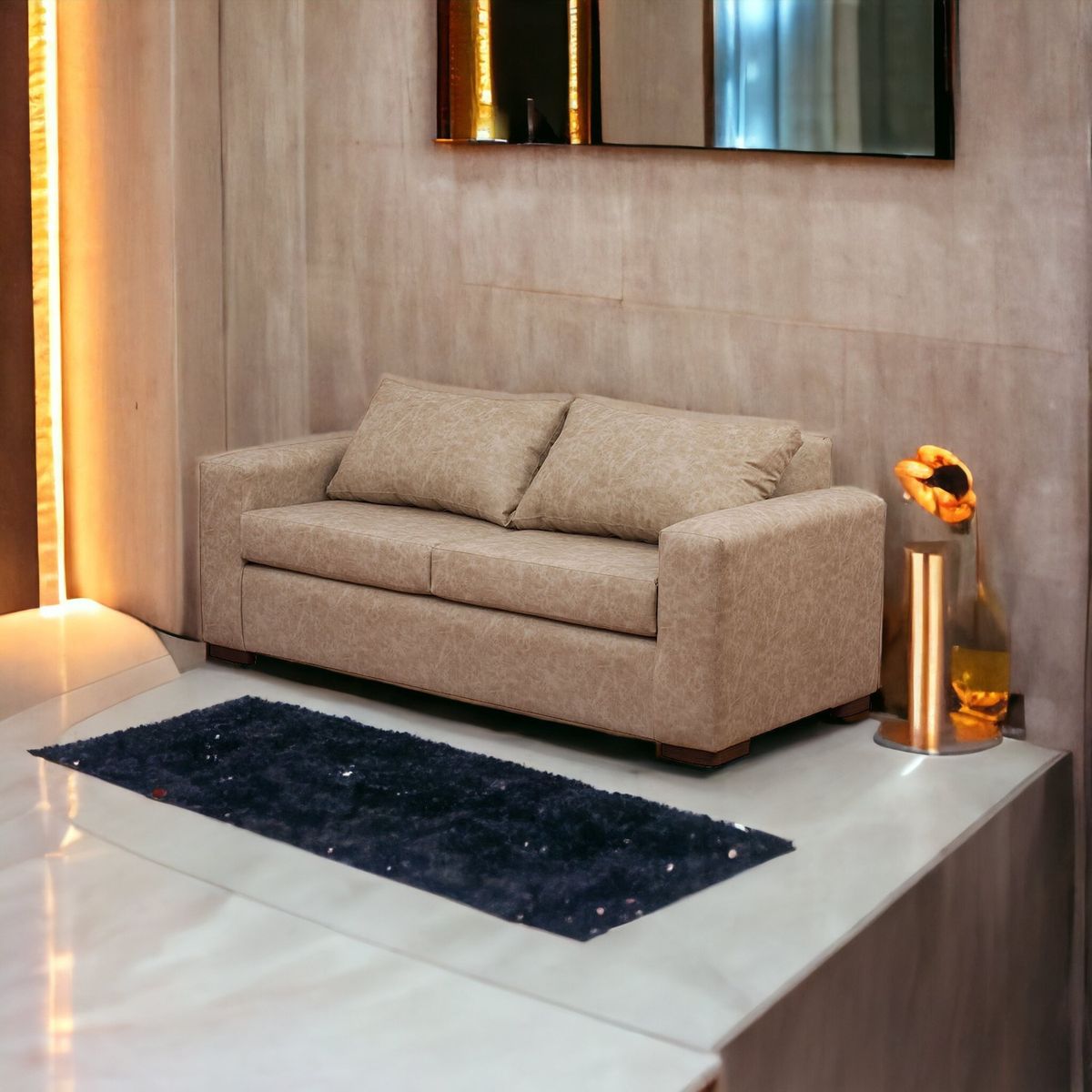 MUEBLES AMERICA - Sofá Neo 3 Cuerpos Cuero Auris Beige