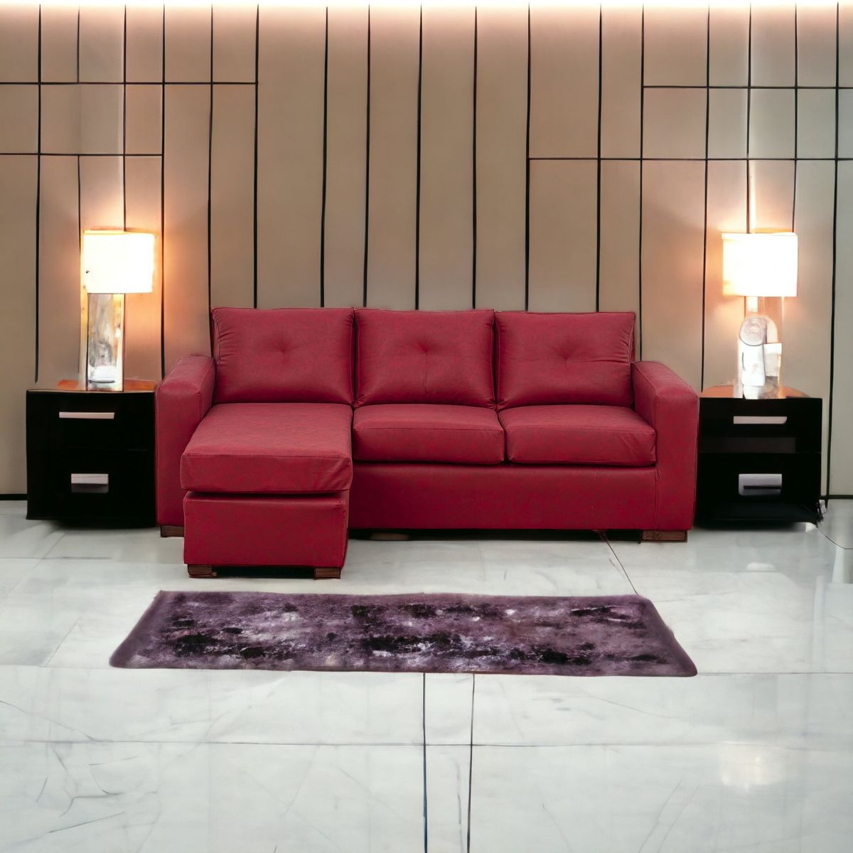 MUEBLES AMERICA - Seccional Multiposiciones Magic Cuero Auris Burdeo