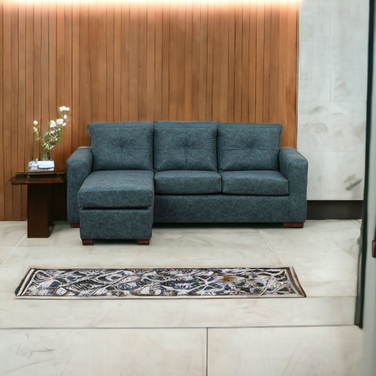 MUEBLES AMERICA - Seccional Multiposiciones Magic Cuero Auris Azul Petróleo