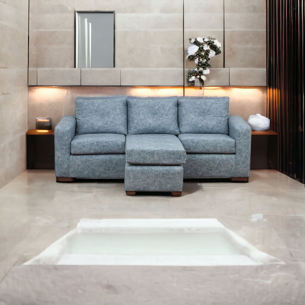 MUEBLES AMERICA - Seccional Multiposiciones Magic Cuero Auris Azul Claro