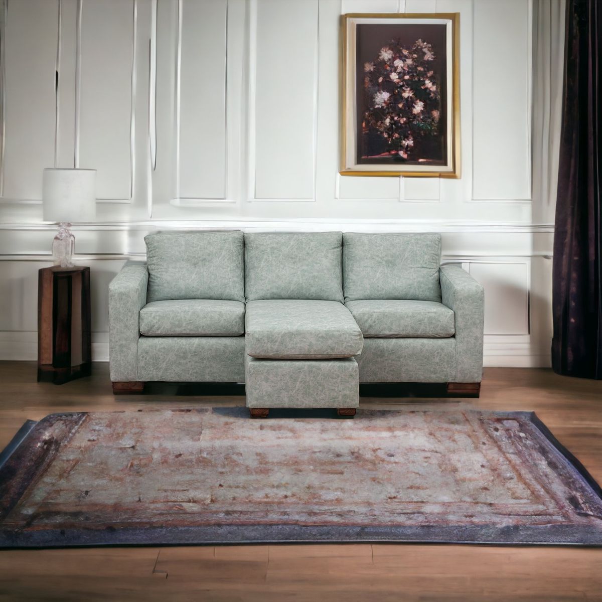 MUEBLES AMERICA - Seccional Multiposiciones Magic Cuero Auris Verde Agua