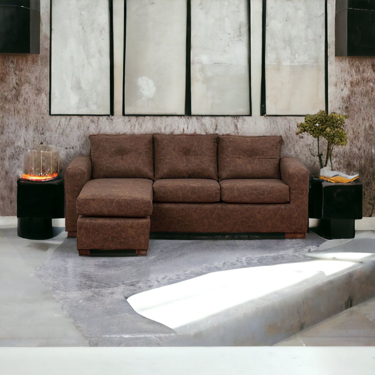 MUEBLES AMERICA - Seccional Multiposiciones Magic Cuero Auris Café