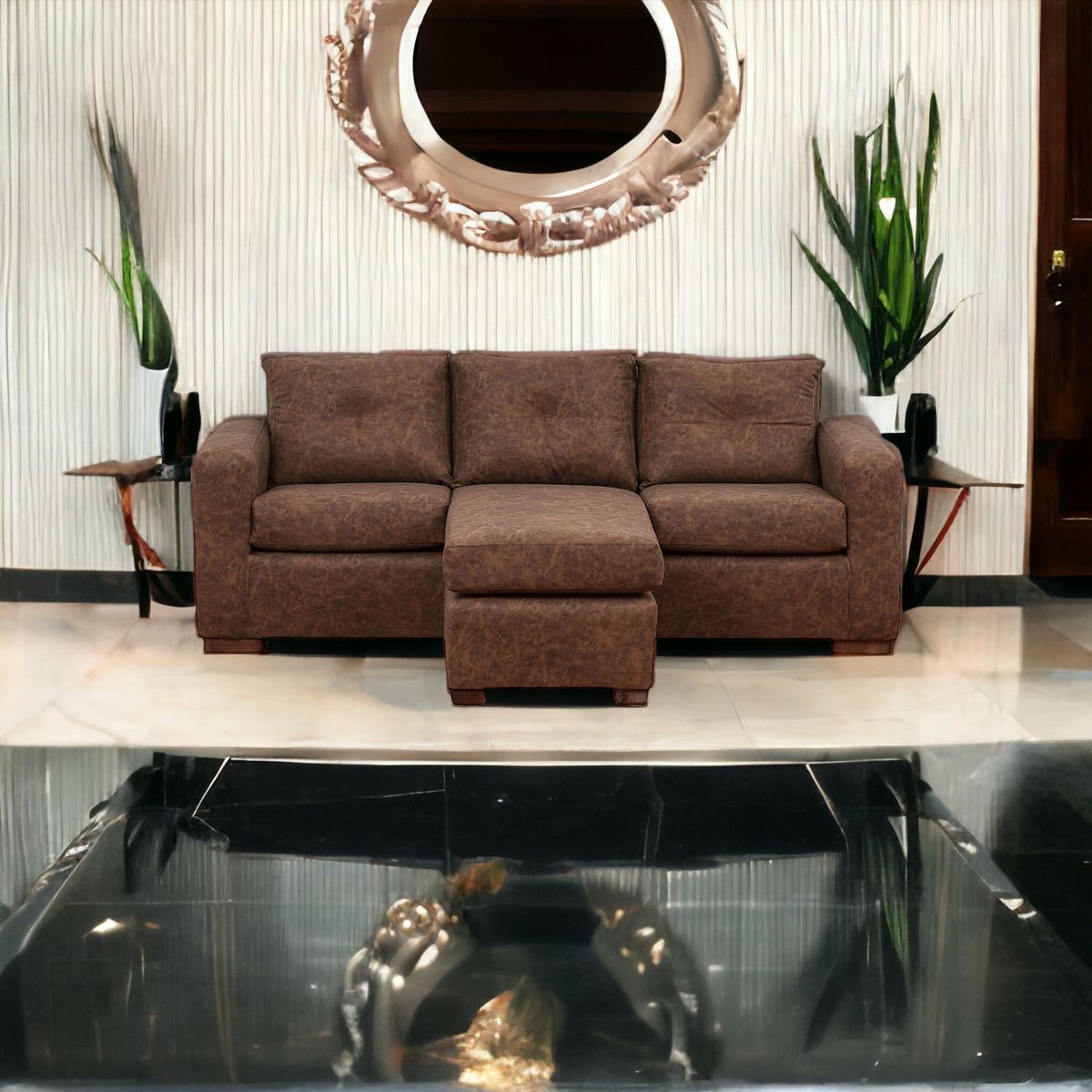 MUEBLES AMERICA - Seccional Multiposiciones Magic Cuero Auris Café