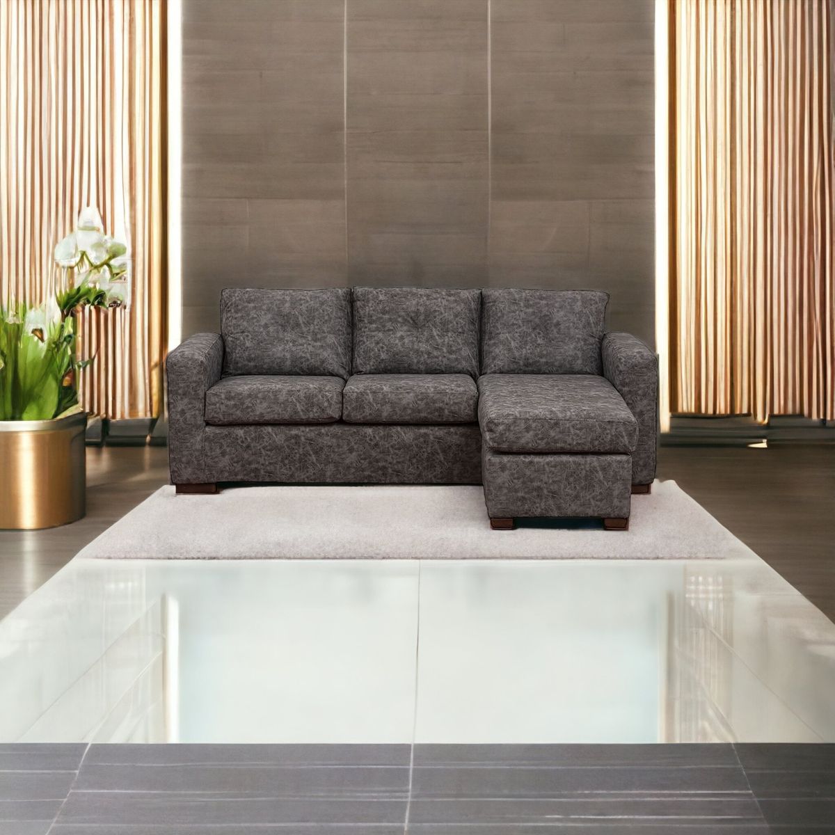 MUEBLES AMERICA - Seccional Multiposiciones Magic Cuero Auris Gris