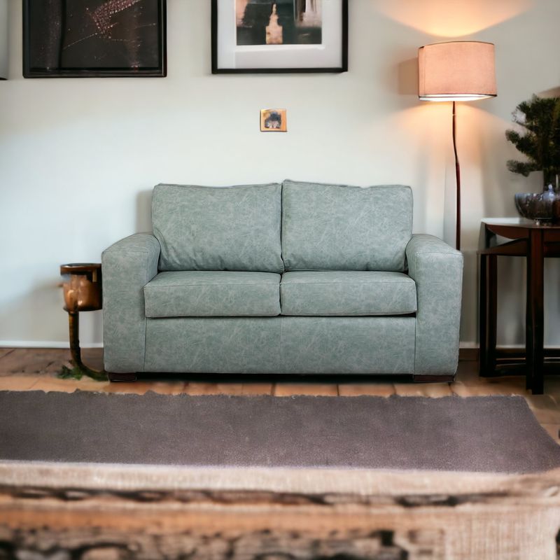 MUEBLES AMERICA - Sofá Infinity 2 Cuerpos Cuero Auris Verde Agua