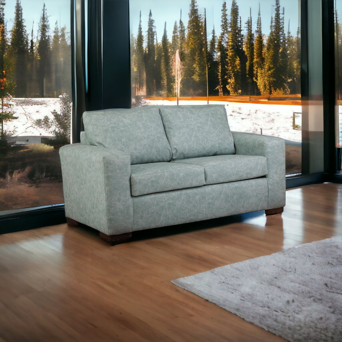 MUEBLES AMERICA - Sofá Infinity 2 Cuerpos Cuero Auris Verde Agua