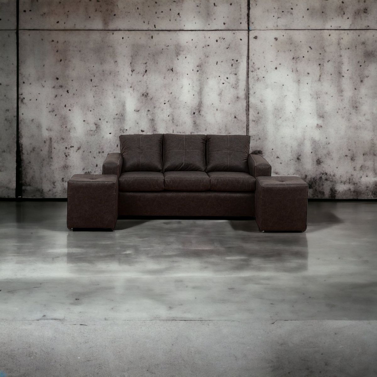 MUEBLES AMERICA - Living Emilia Sofá 3 Cuerpos 2 Pouf Auris Negro