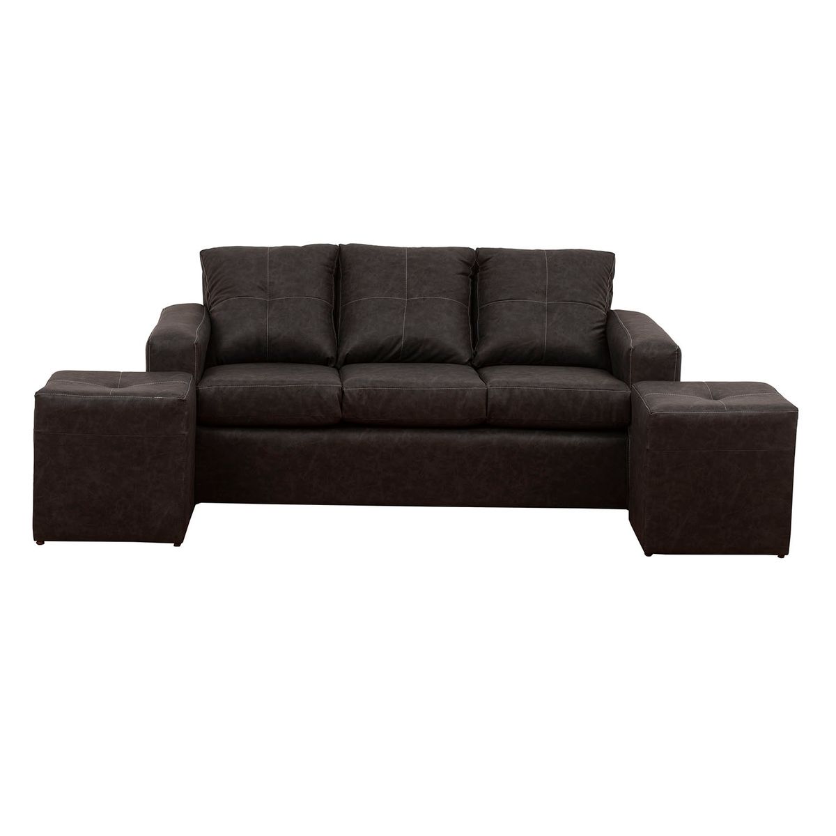 MUEBLES AMERICA - Living Emilia Sofá 3 Cuerpos 2 Pouf Auris Negro