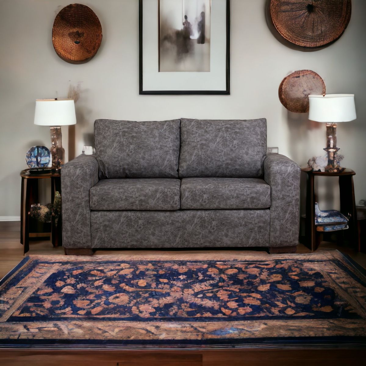 MUEBLES AMERICA - Sofá Infinity 2 Cuerpos Cuero Auris Gris.