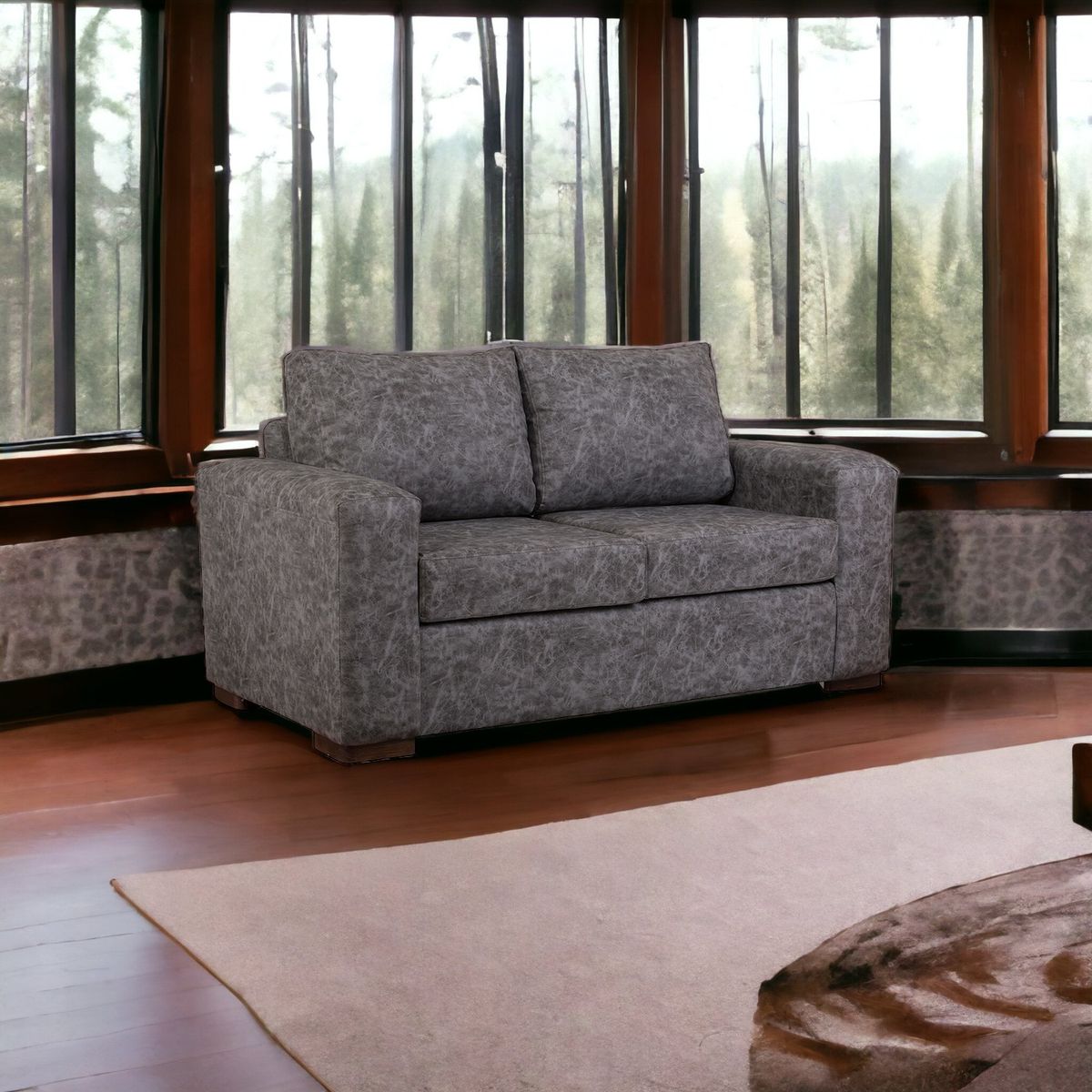 MUEBLES AMERICA - Sofá Infinity 2 Cuerpos Cuero Auris Gris.