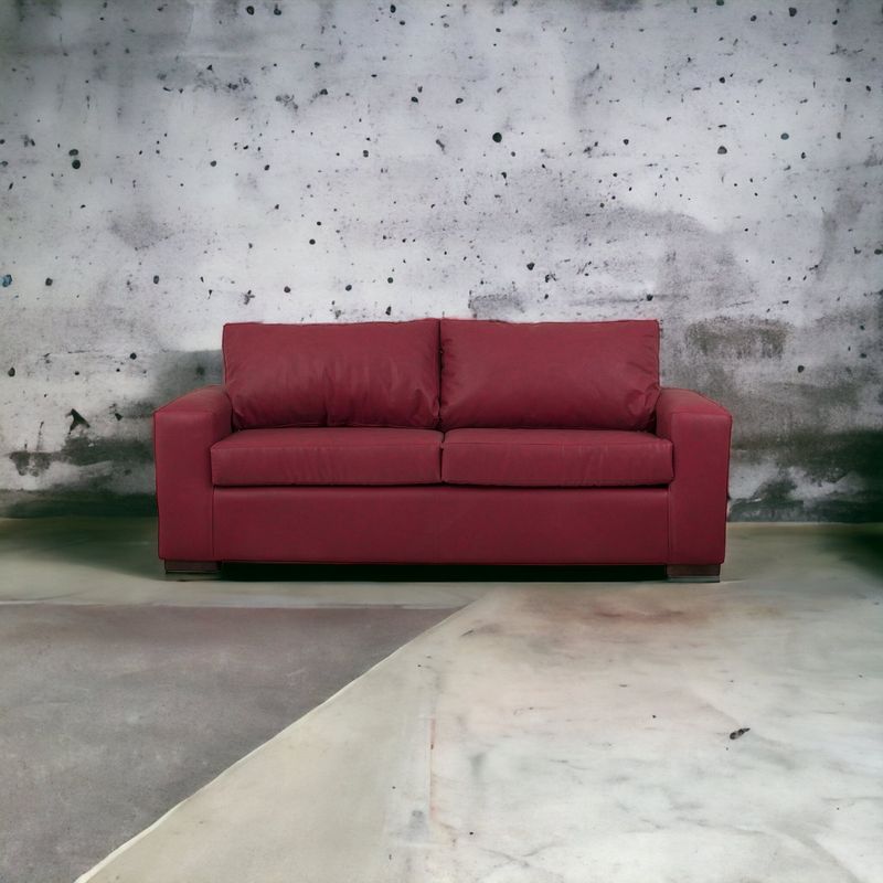 MUEBLES AMERICA - Sofá Infinity 3 Cuerpos Cuero Auris Burdeo