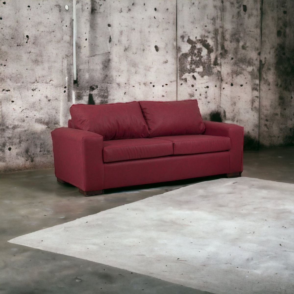 MUEBLES AMERICA - Sofá Infinity 3 Cuerpos Cuero Auris Burdeo