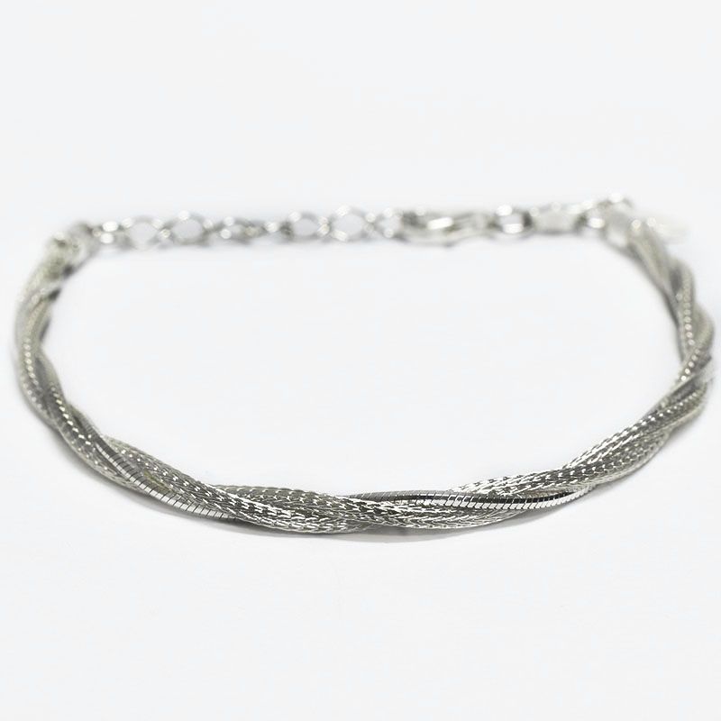 ROSETT - Pulsera triple tejidos entrelazados Plata 925