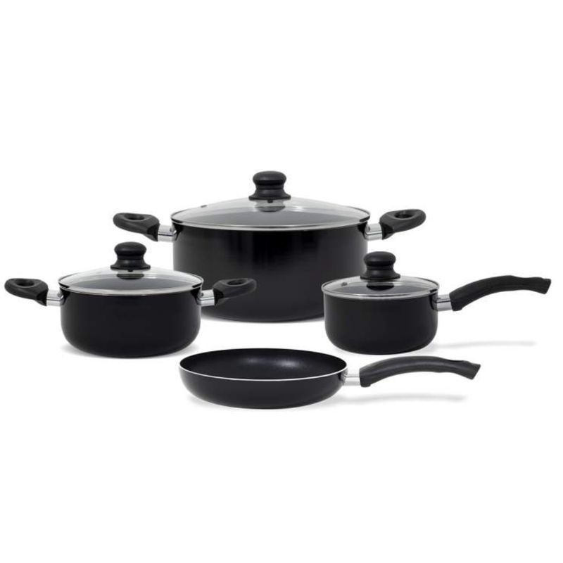 WENS - SET DE OLLAS 7 PIEZAS BATERIA DE COCINA FIRENZE - NEGRO