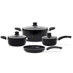 WENS - SET DE OLLAS 7 PIEZAS BATERIA DE COCINA FIRENZE - NEGRO