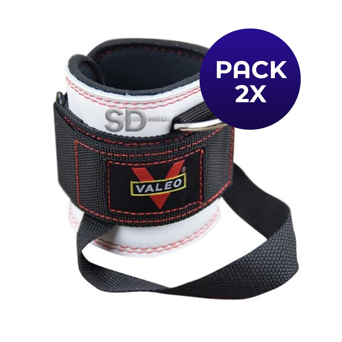 SDFIT - Pack 2x Tobillera Con Anclaje Cuero Valeo Levantamiento