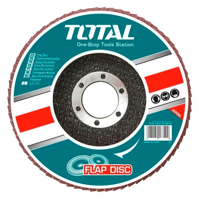 TOTAL TOOLS - Pack 5 Disco Flap Lija Pulir Traslapado Laminado Metal grano 80