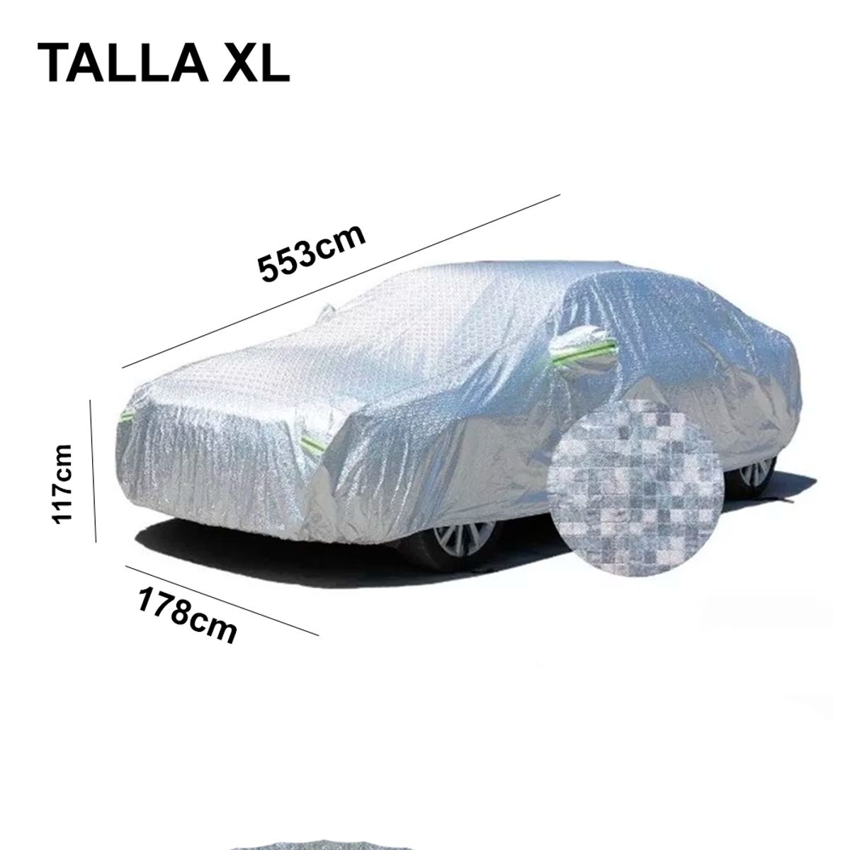 GENERICO - Funda Cubre Auto Impermeable Reflectante Talla XL