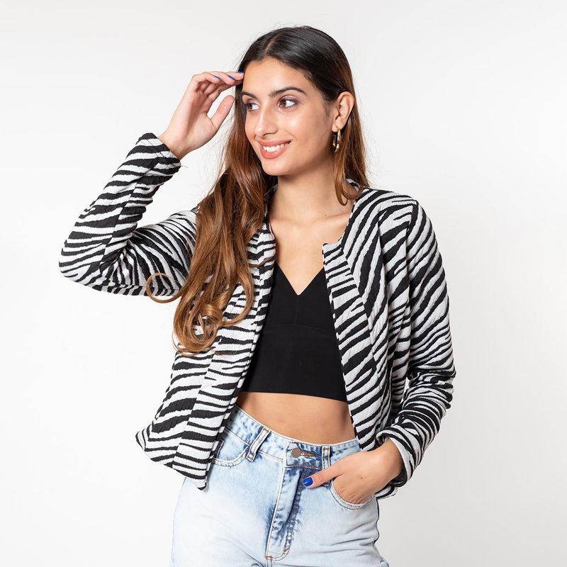 NATALIA SEGUEL - Chaqueta Gabriela Zebra Blanco Negro Natalia Seguel