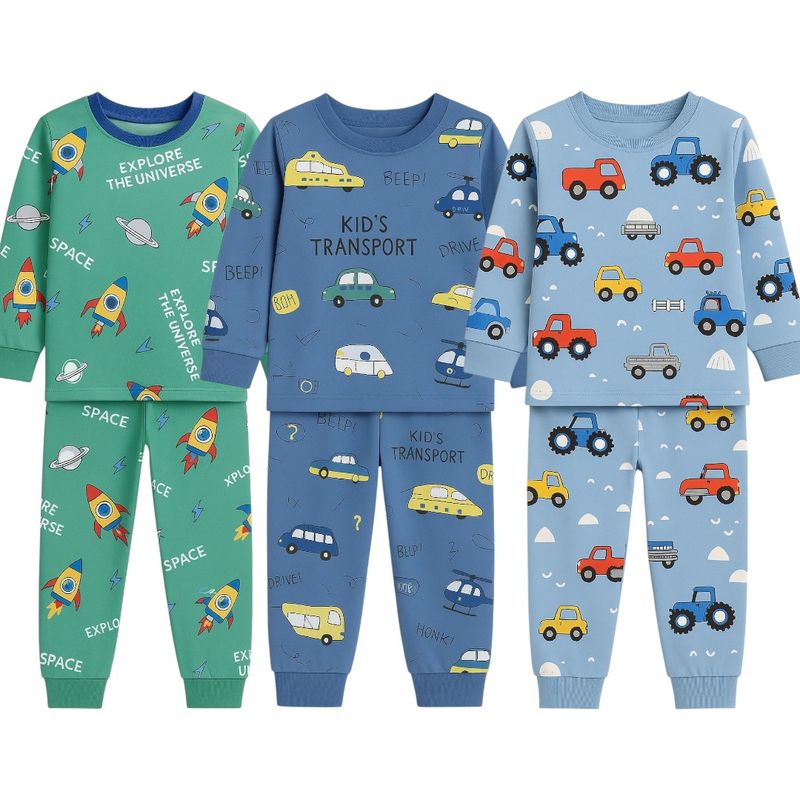 MV MOVAC - Pack 3 Pijama Invierno Conjunto Niño Polar Pantalón + Polerón.