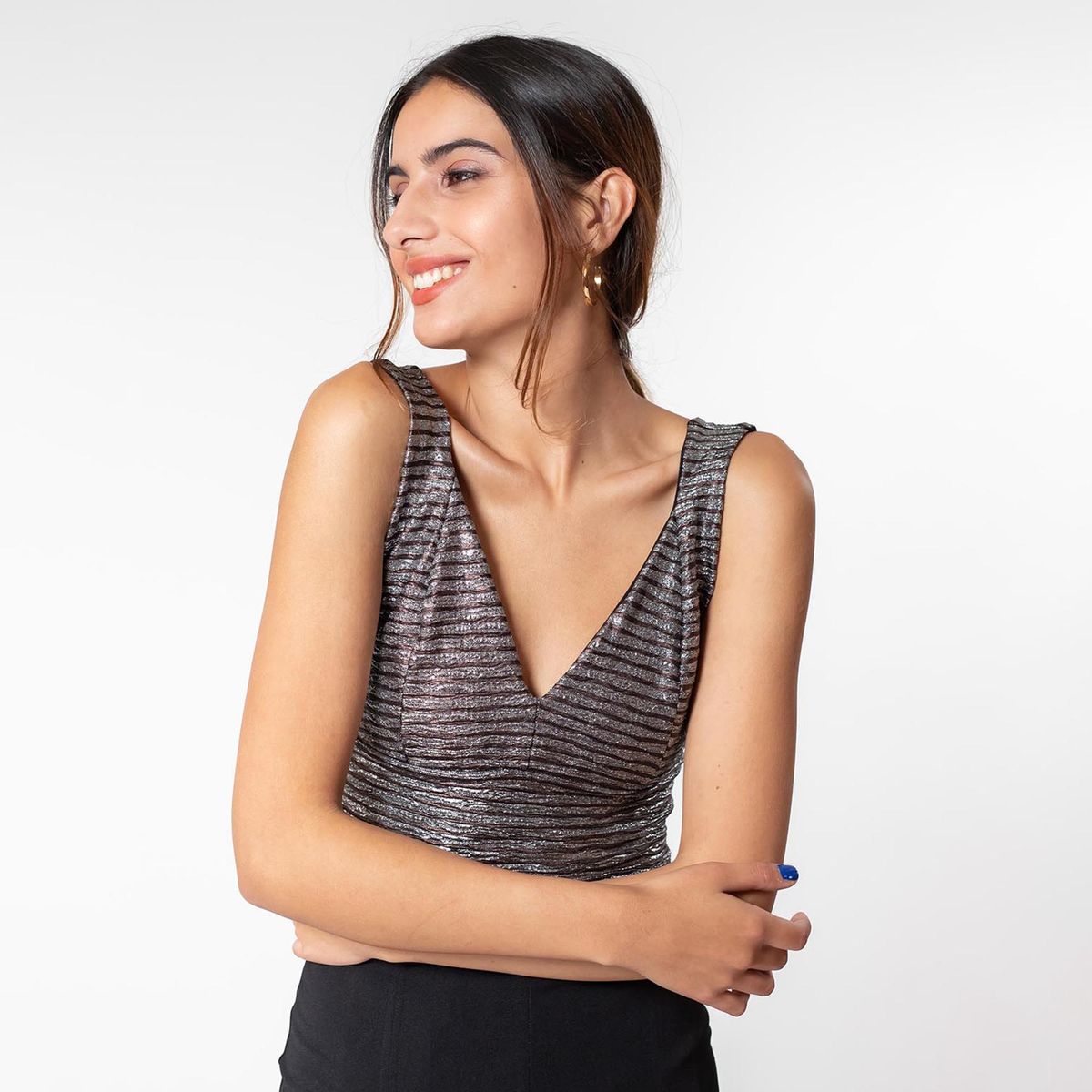 NATALIA SEGUEL - Crop Top Vera Plateado Natalia Seguel_.