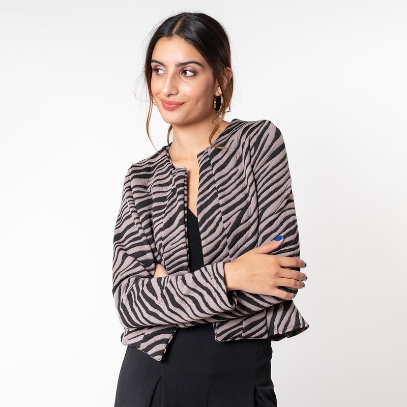NATALIA SEGUEL - Chaqueta Gabriela Zebra Beige Negro Natalia Seguel